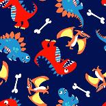 3 Cute Dinosaurs in a Seamless Pattern-Adam Fahey-Framed Art Print