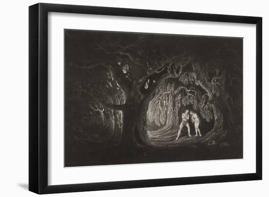 Adam Hearing the Voice of the Almighty, C.1827 (Mezzotint)-John Martin-Framed Giclee Print