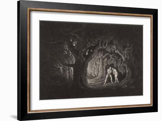 Adam Hearing the Voice of the Almighty, C.1827 (Mezzotint)-John Martin-Framed Giclee Print