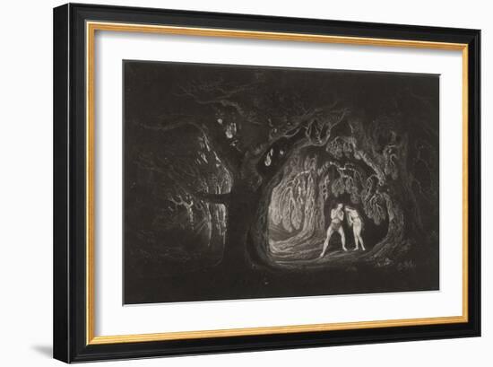 Adam Hearing the Voice of the Almighty, C.1827 (Mezzotint)-John Martin-Framed Giclee Print