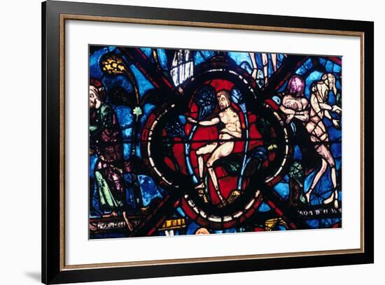 Adam in Eden, Stained Glass, Chartres Cathedral, France, 1205-1215-null-Framed Photographic Print