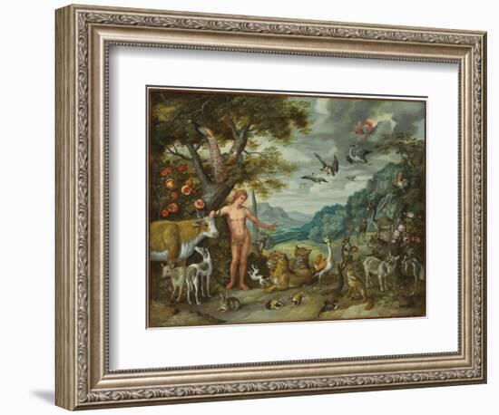 Adam Naming the Animals, from the Story of Adam and Eve-Jan Brueghel the Younger-Framed Giclee Print