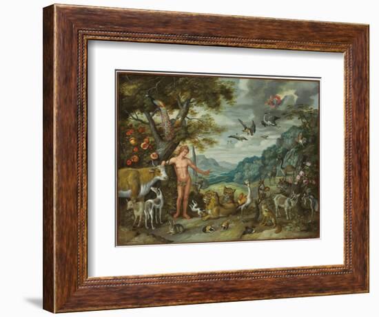 Adam Naming the Animals, from the Story of Adam and Eve-Jan Brueghel the Younger-Framed Giclee Print