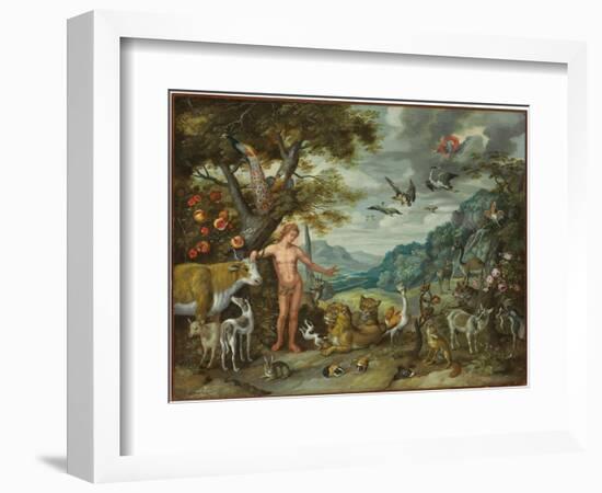 Adam Naming the Animals, from the Story of Adam and Eve-Jan Brueghel the Younger-Framed Giclee Print