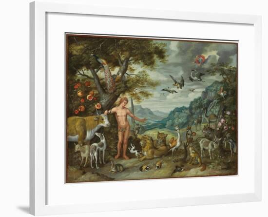 Adam Naming the Animals, from the Story of Adam and Eve-Jan Brueghel the Younger-Framed Giclee Print