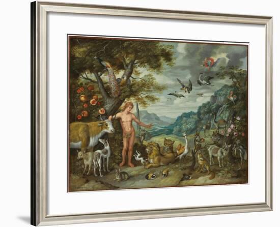 Adam Naming the Animals, from the Story of Adam and Eve-Jan Brueghel the Younger-Framed Giclee Print