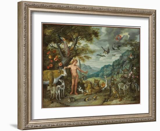 Adam Naming the Animals, from the Story of Adam and Eve-Jan Brueghel the Younger-Framed Giclee Print