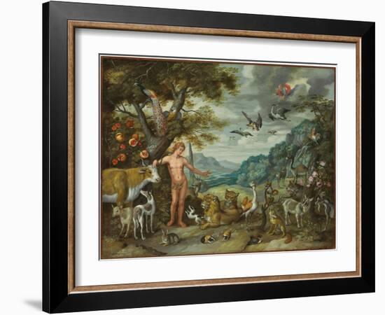 Adam Naming the Animals, from the Story of Adam and Eve-Jan Brueghel the Younger-Framed Giclee Print