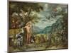 Adam Naming the Animals, from the Story of Adam and Eve-Jan Brueghel the Younger-Mounted Giclee Print