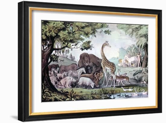Adam Naming the Creatures, 1847-Nathaniel Currier-Framed Premium Giclee Print