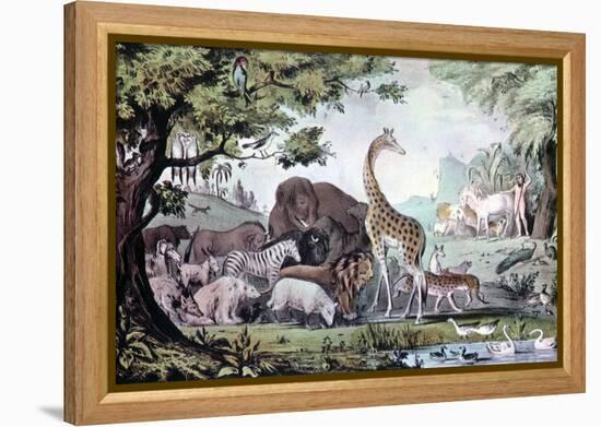 Adam Naming the Creatures, 1847-Nathaniel Currier-Framed Premier Image Canvas