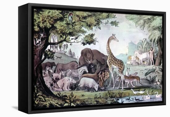 Adam Naming the Creatures, 1847-Nathaniel Currier-Framed Premier Image Canvas