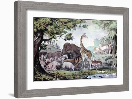 Adam Naming the Creatures, 1847-Nathaniel Currier-Framed Giclee Print