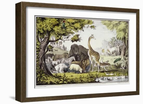 Adam Naming the Creatures-Currier & Ives-Framed Giclee Print