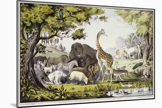 Adam Naming the Creatures-Currier & Ives-Mounted Giclee Print