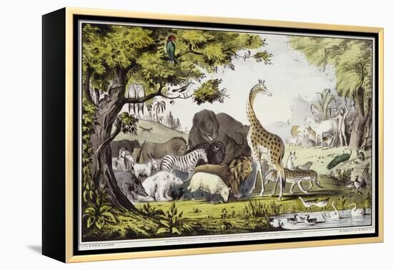 Adam Naming the Creatures-Currier & Ives-Framed Premier Image Canvas