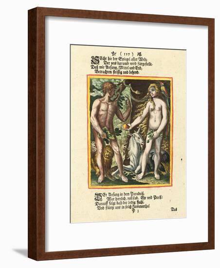 Adam und Eva. Aus dem Totentanz. Erschienen um 1700-25 (Nach dem Wandgemälde und der 1-Matthäus Merian the Elder-Framed Giclee Print