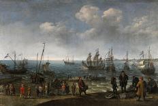 Coastal Scene with Fishermen and Huntsmen on the Shore, 1626-Adam Willaerts-Giclee Print