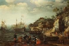 Men-Of-War Sailing Out of an Estuary with Figures in the Forground-Adam Willaerts-Framed Giclee Print