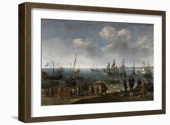 Adam Willaerts / Playa con pescadores, 1627-Adam Willaerts-Framed Giclee Print