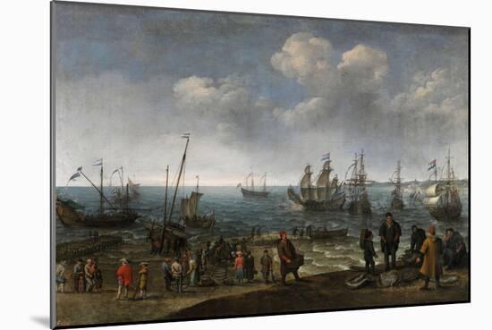 Adam Willaerts / Playa con pescadores, 1627-Adam Willaerts-Mounted Giclee Print