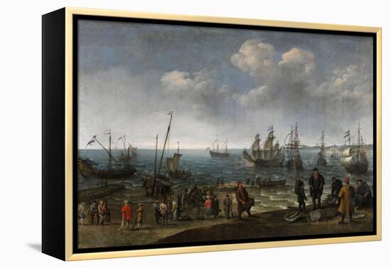 Adam Willaerts / Playa con pescadores, 1627-Adam Willaerts-Framed Premier Image Canvas