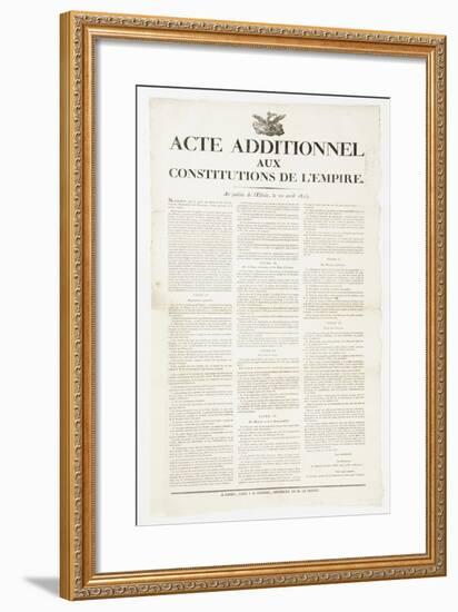 Additional Act to the Constitutions of the Empire, 22 April 1815-null-Framed Giclee Print