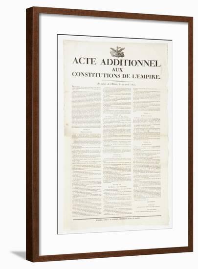 Additional Act to the Constitutions of the Empire, 22 April 1815-null-Framed Giclee Print