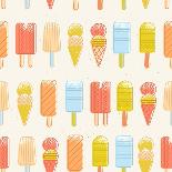 Ice Cream Background. Seamless Pattern. Summer Background. Hipster Illustration. Summer Print. Vect-adehoidar-Art Print