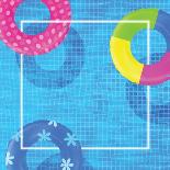 Swim Rings on Swimming Pool Water Background-ADELART-Stretched Canvas