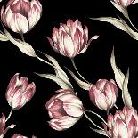 Seamless Pattern with Tulips. Watercolor Illustration.-Adelveys-Framed Premium Giclee Print