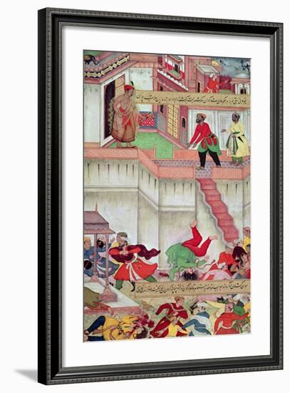 Adham Khan Being Thrown from the Walls of Agra, from the `Akbarnama', Mughal-null-Framed Giclee Print