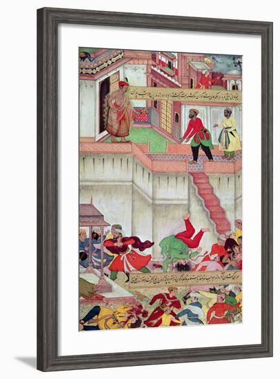 Adham Khan Being Thrown from the Walls of Agra, from the `Akbarnama', Mughal-null-Framed Giclee Print