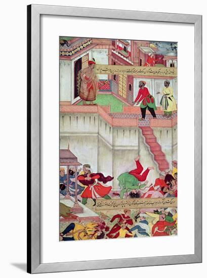 Adham Khan Being Thrown from the Walls of Agra, from the `Akbarnama', Mughal-null-Framed Giclee Print