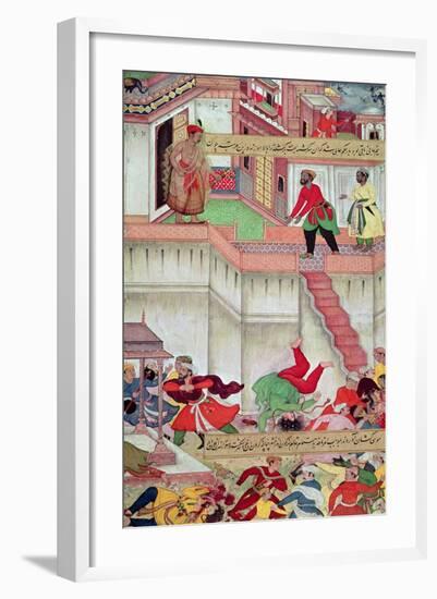 Adham Khan Being Thrown from the Walls of Agra, from the `Akbarnama', Mughal-null-Framed Giclee Print