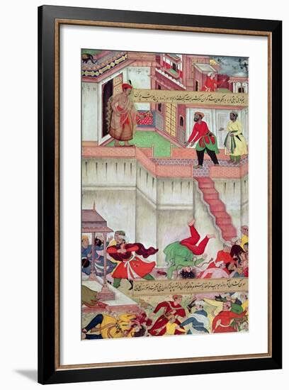 Adham Khan Being Thrown from the Walls of Agra, from the `Akbarnama', Mughal-null-Framed Giclee Print