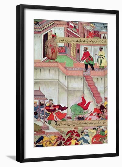 Adham Khan Being Thrown from the Walls of Agra, from the `Akbarnama', Mughal-null-Framed Giclee Print