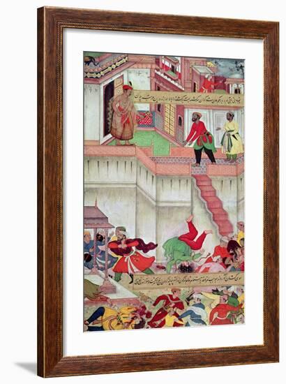 Adham Khan Being Thrown from the Walls of Agra, from the `Akbarnama', Mughal-null-Framed Giclee Print