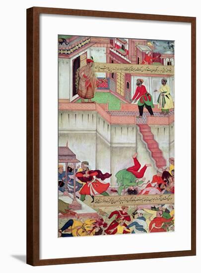 Adham Khan Being Thrown from the Walls of Agra, from the `Akbarnama', Mughal-null-Framed Giclee Print