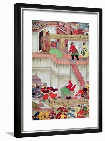 Adham Khan Being Thrown from the Walls of Agra, from the `Akbarnama', Mughal-null-Framed Giclee Print