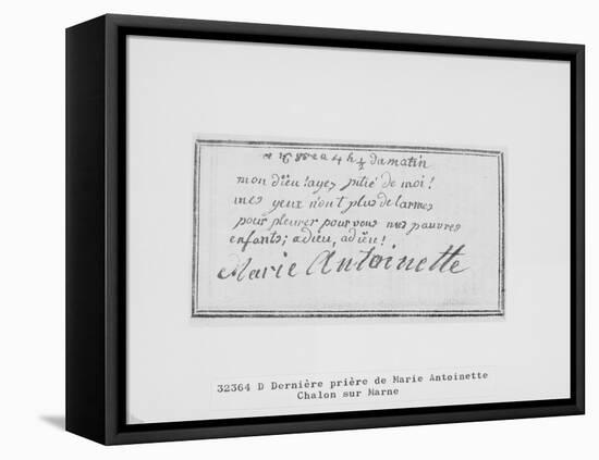 Adieu de Marie-Antoinette à ses enfants inscrit sur son livre de prière-null-Framed Premier Image Canvas