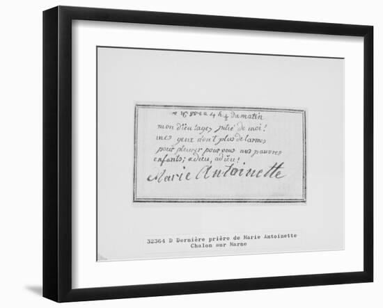 Adieu de Marie-Antoinette à ses enfants inscrit sur son livre de prière-null-Framed Giclee Print