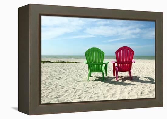 Adirondack Beach Chairs with Ocean View-Pond Shots-Framed Premier Image Canvas