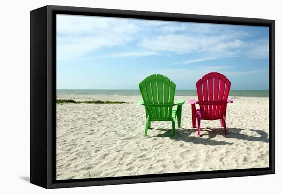 Adirondack Beach Chairs with Ocean View-Pond Shots-Framed Premier Image Canvas