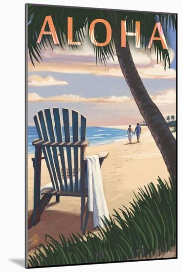 Adirondack Chairs and Sunset - Aloha-Lantern Press-Mounted Art Print