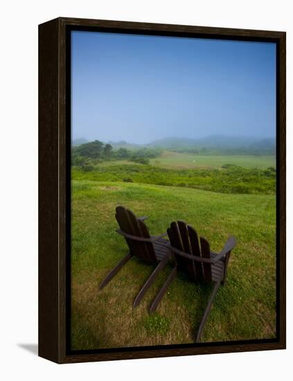 Adirondack Chairs on Lawn at Martha's Vineyard with Fog over Trees in the Distant View-James Shive-Framed Premier Image Canvas