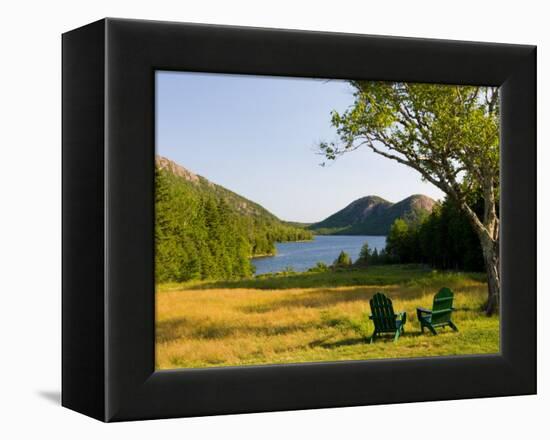 Adirondack Chairs on the Lawn of the Jordan Pond House, Acadia National Park, Mount Desert Island-Jerry & Marcy Monkman-Framed Premier Image Canvas