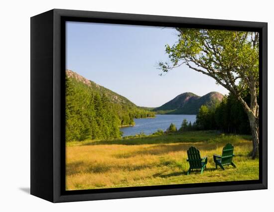 Adirondack Chairs on the Lawn of the Jordan Pond House, Acadia National Park, Mount Desert Island-Jerry & Marcy Monkman-Framed Premier Image Canvas