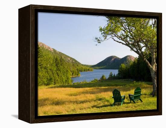 Adirondack Chairs on the Lawn of the Jordan Pond House, Acadia National Park, Mount Desert Island-Jerry & Marcy Monkman-Framed Premier Image Canvas