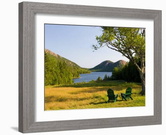 Adirondack Chairs on the Lawn of the Jordan Pond House, Acadia National Park, Mount Desert Island-Jerry & Marcy Monkman-Framed Photographic Print